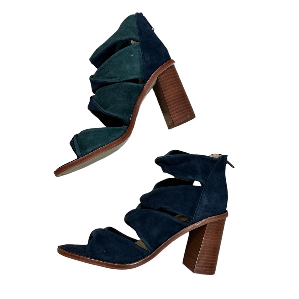 Made Genuine Leather Suede Block Heel Zip Shoes NWOT